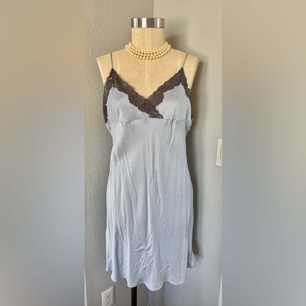 Hillard & Hanson Blue Chemise with Black Lace